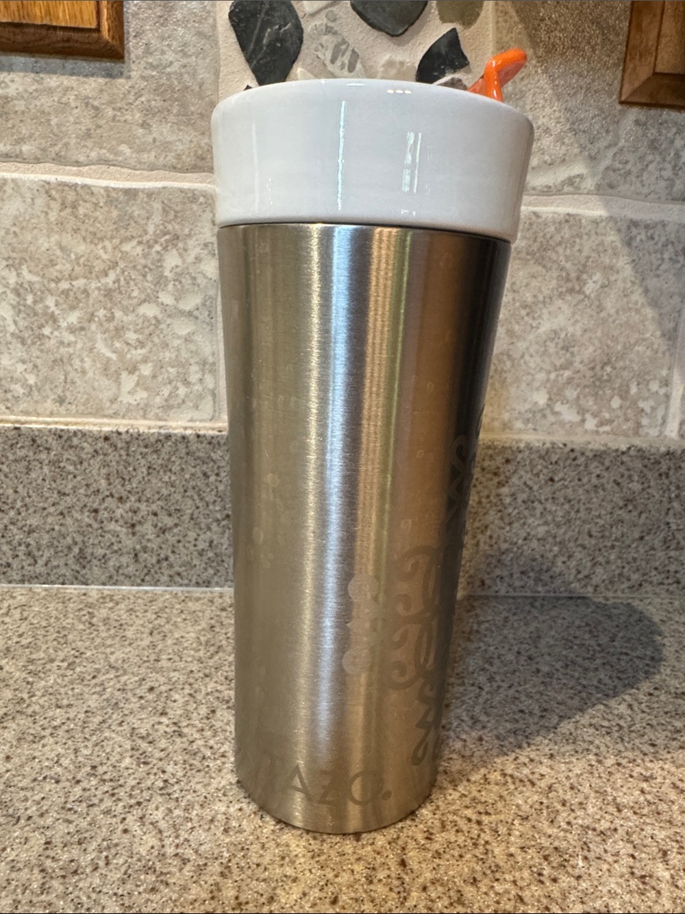 Starbucks Tazo Stainless Steel and White Ceramic Travel Tumbler